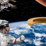 Astronaut Thumbs Up and Satellite with K-Port Seal