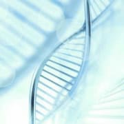 close-up rendering of a double-helix DNA sequence
